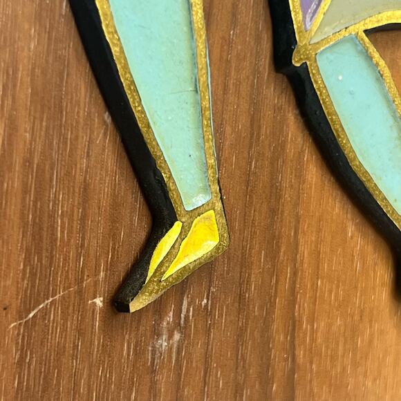 Mid Century Enamel on Brass Wood Dancers Plaques Dayagi Israel Style Vintage - Picture 9 of 11